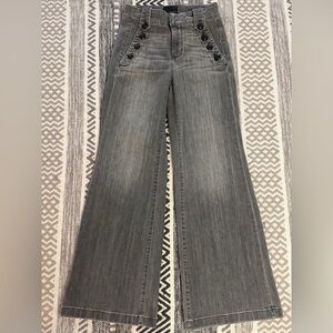 White House Black Market High Rise Sailor Wide Leg Jeans Gray